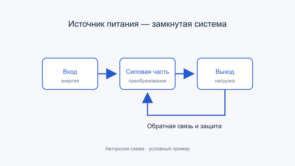 Передача энергии и обратная связь импульсного источника