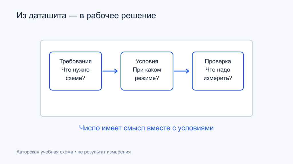 Маршрут чтения даташита: задача, условия, параметры, проверка