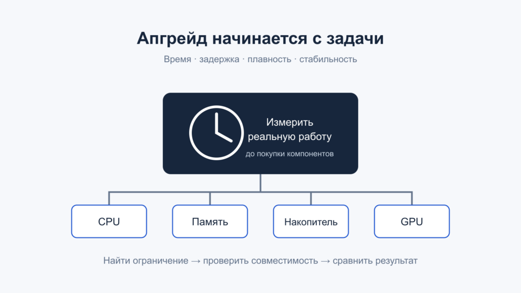Инженерная схема апгрейда: измерить задачу, найти ограничение и проверить совместимость компонентов