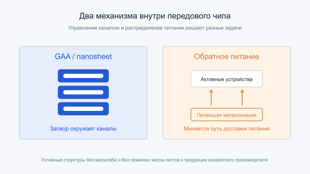 Два независимых механизма: затвор вокруг каналов и обратная сеть доставки питания.