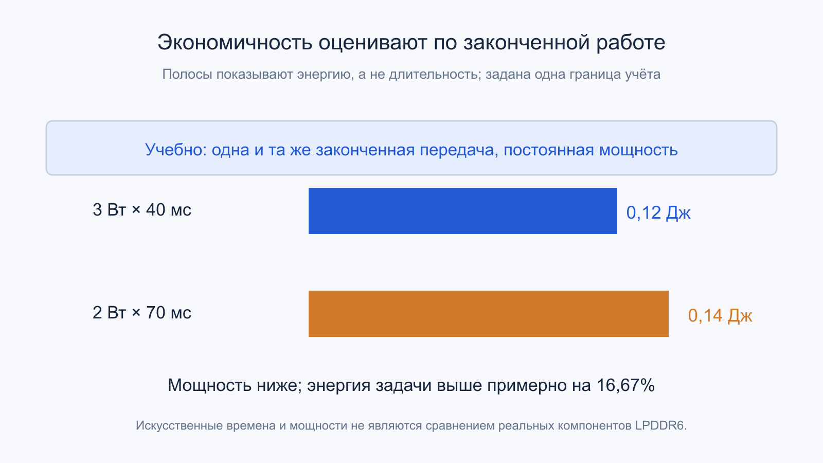 Учебная одинаковая передача: 3 Вт за 40 мс дают 0,12 Дж, 2 Вт за 70 мс — 0,14 Дж.